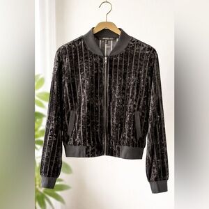 LuLaRoe Elegant Velvet Bomber Jacket in Black